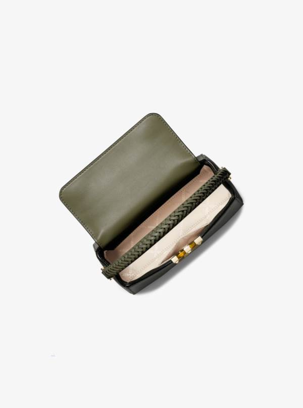 Damske Satchel Taske Michael Kors Karlie Small Leather Olivovo Zelená - Kabelky Michael Kors Akcia | RLXJN-3950